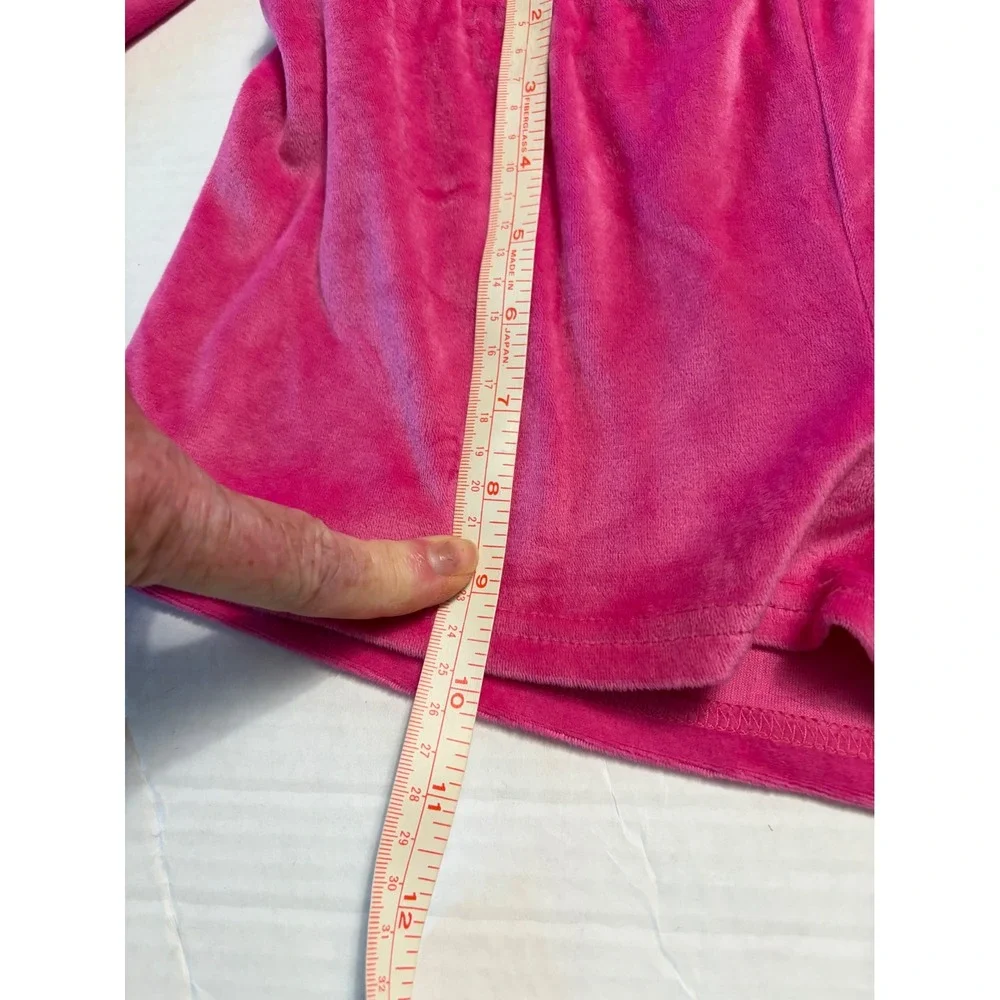 Juicy Couture Womens Hot Pink Velour Rhinestone Heart Pajama Lounge Set‎ Small